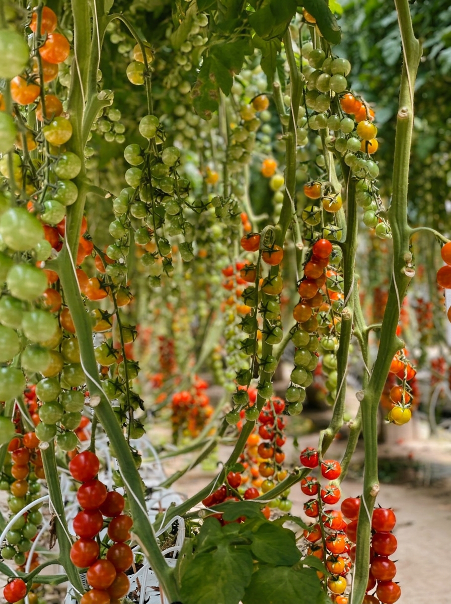 Piante di pomodori coltivate in serra idroponica